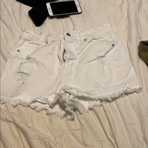 White distressed Jean shorts